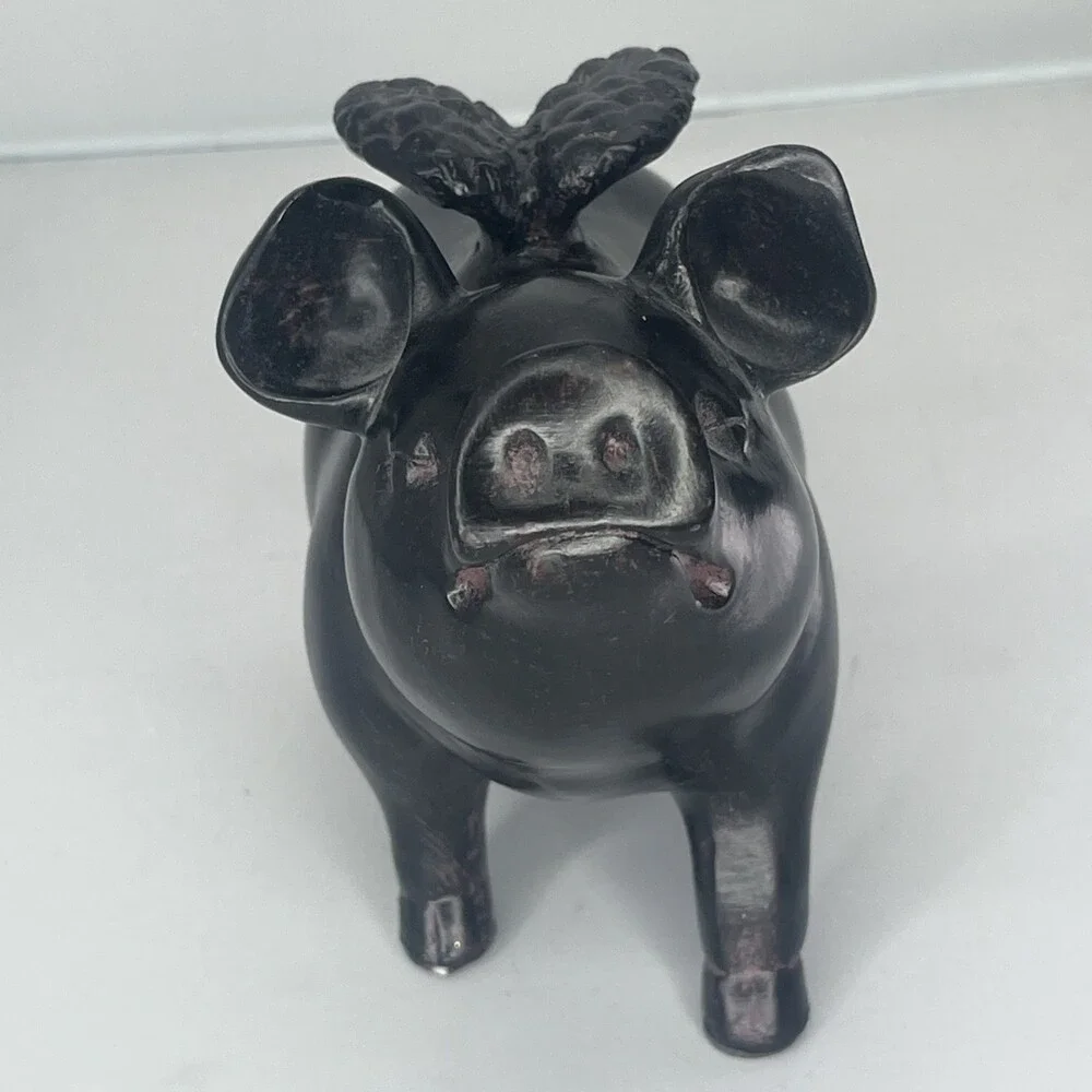 Pig with wings decorative wood sculpture
